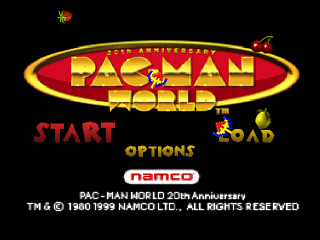 Pac-Man World title screen for Playstation